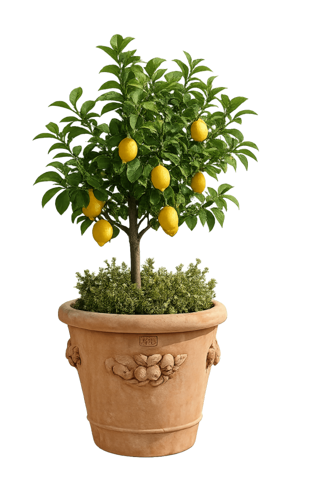 Vaso con Limoni – grand pot de jardin méditerranéen avec décor citron